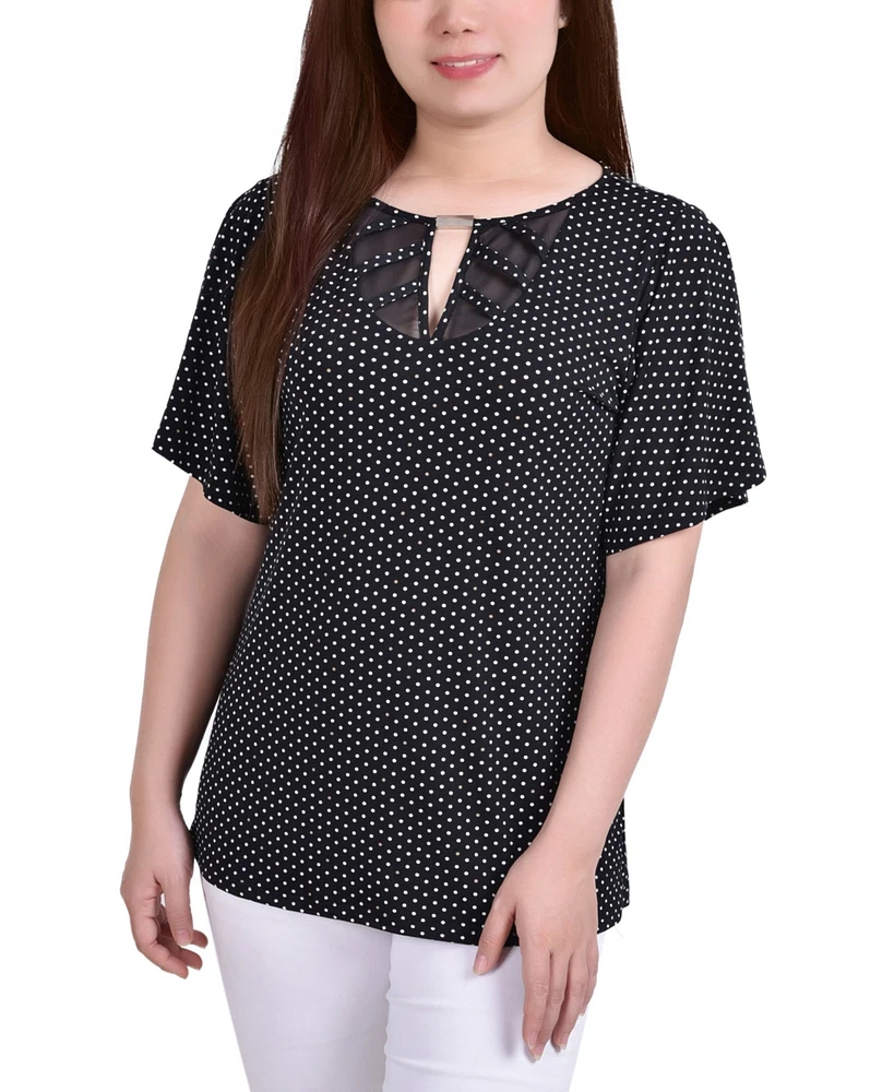 Women's Mesh Inset Top with Neck Hardware