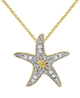 Diamond Starfish 18" Pendant Necklace (1/10 ct. t.w.) in 14k Gold-Plated Sterling Silver - Gold