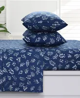 Azores Home Eva Floral Extra Deep Pocket Flannel -Pc. Sheet Set