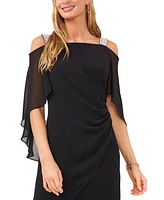 Msk Beaded-Strap Capelet-Back Dress