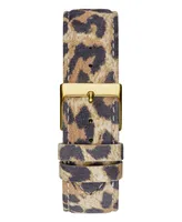 Guess Women's Gold-Tone Glitz Animal Print Genuine Leather Strap Multi-Function Watch, 40mm