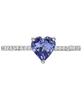 Effy Tanzanite (5/8 ct. t.w.) & Diamond (1/10 ct. t.w.) Heart Ring in Sterling Silver