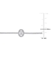 Lab-Created Moissanite Oval Halo Bolo Bracelet (3/4 ct. t.w.) in Sterling Silver