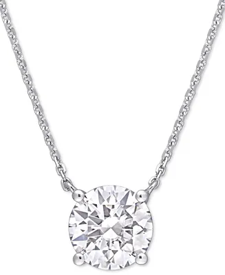 Lab-Grown Moissanite Solitaire 17" Pendant Necklace (1-3/4 ct. t.w.) in 14k White Gold