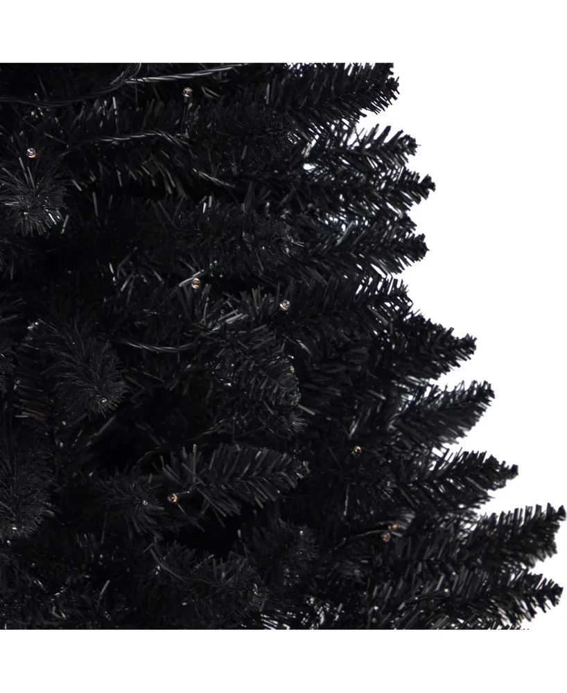 4' Black Halloween Artificial Christmas Tree in Urn with 100 Orange Led Lights