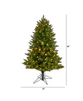 Vermont Spruce Artificial Christmas Tree with 200 Color Changing Multifunction and Remote Control Led Lights and 400 Bendable Branches, 4'