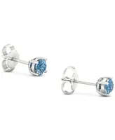 Forever Grown Diamonds Lab-Created Blue Diamond Solitaire Stud Earrings (1/2 ct. t.w.) in Sterling Silver