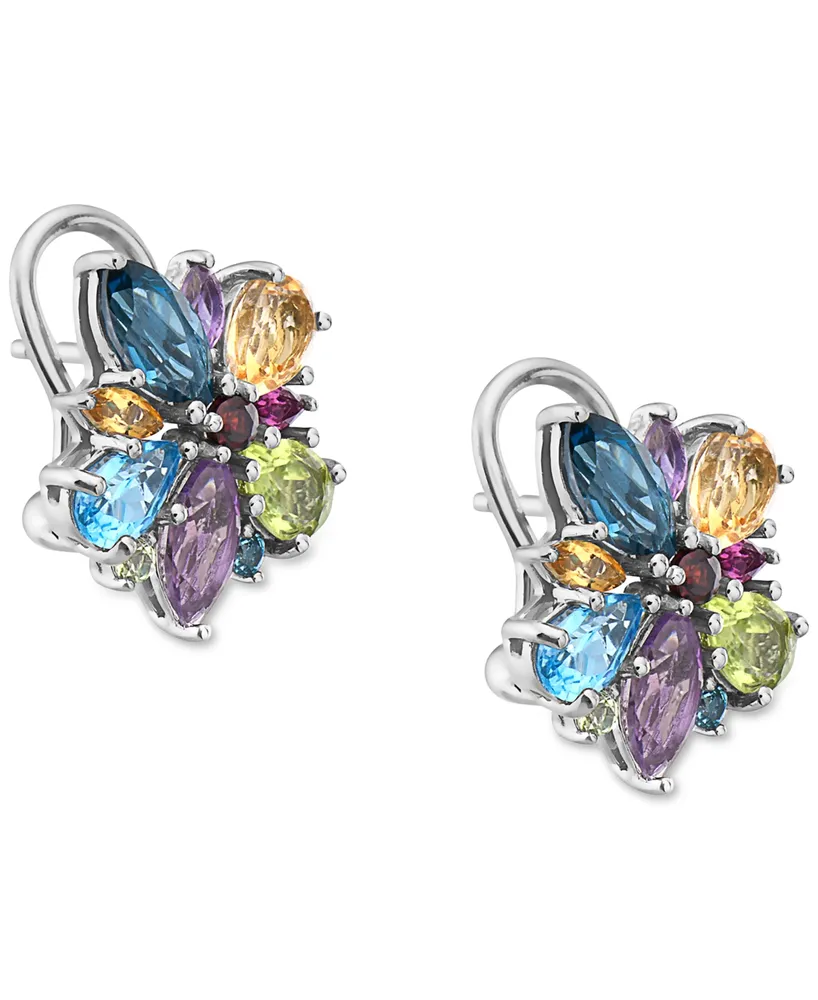 Effy Multi-Gemstone Flower Stud Earrings (6-1/20 ct. t.w.) in Sterling Silver