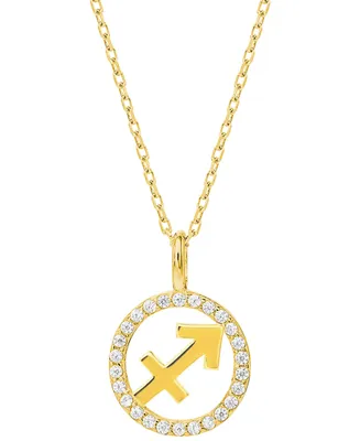 Giani Bernini Cubic Zirconia Zodiac Halo 18" Pendant Necklace 18k Gold-Plated Sterling Silver, Created for Macy's