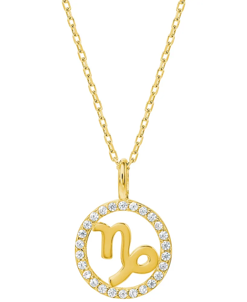 Giani Bernini Cubic Zirconia Zodiac Halo 18" Pendant Necklace 18k Gold-Plated Sterling Silver, Created for Macy's