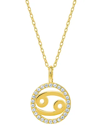 Giani Bernini Cubic Zirconia Zodiac Halo 18" Pendant Necklace 18k Gold-Plated Sterling Silver, Created for Macy's