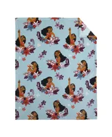 Moana Feel the Waves, Coral with Pua Pig and Tropical Flowers Super Soft Toddler Blanket