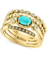 Effy Turquoise & Diamond (1/6 ct. t.w.) Multirow Ring in 14k Gold