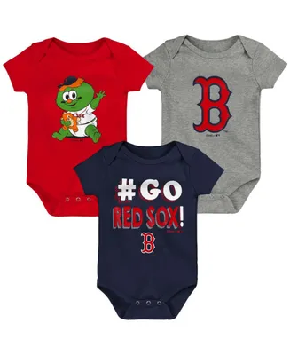Newborn Infant Navy, Red, Gray Boston Red Sox Born To Win Bodysuit Set, 3 Pack