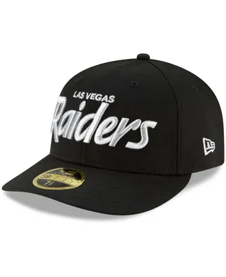 Men's Black Las Vegas Raiders Omaha Script Low Profile 59Fifty Fitted Hat