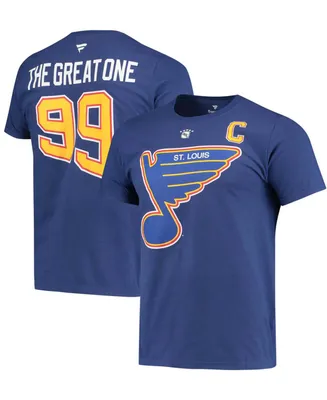 Men's Wayne Gretzky Blue St. Louis Blues Authentic Stack Retired Player Nickname Number T-shirt