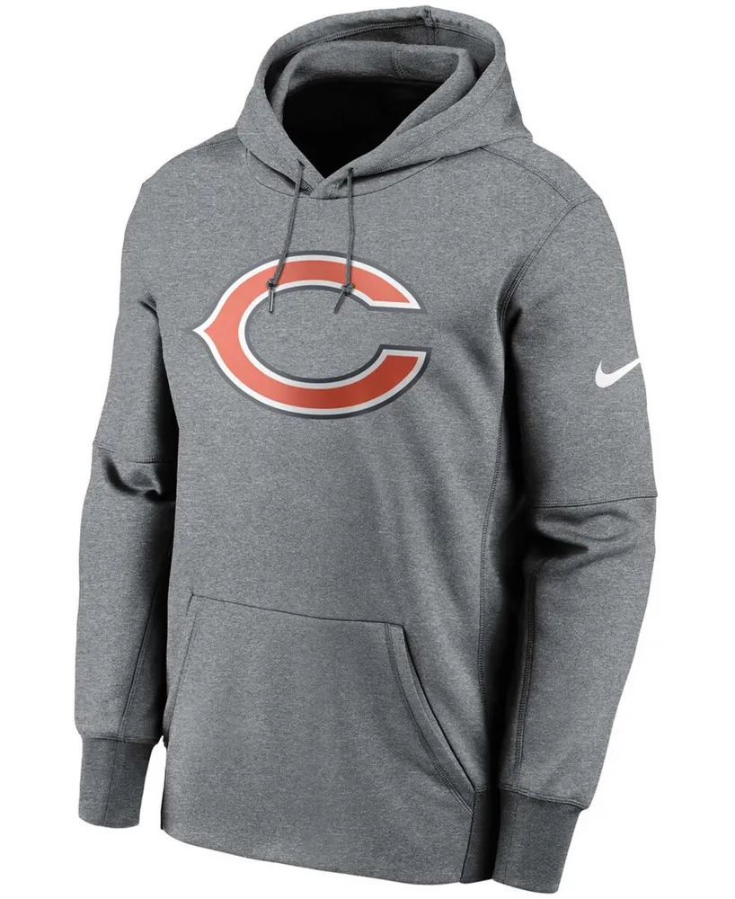 Men's Heathered Charcoal Chicago Bears Fan Gear Primary Logo Therma Performance Pullover Hoodie