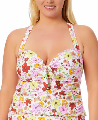 Salt + Cove Trendy Plus Size Floral-Print Molded-Cup Tankini Top, Created for Macy's