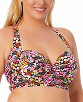 Salt + Cove Trendy Plus Size Ditsy-Print Underwire Bikini Top, Created for Macy's