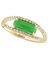 Effy Dyed Green Jade & Diamond (1/4 ct. t.w.) Openwork Ring in 14k Gold