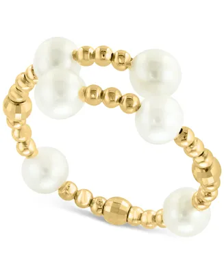 Effy Cultured Freshwater Pearl (4-1/2mm) Beaded Coil Ring in 14k Gold