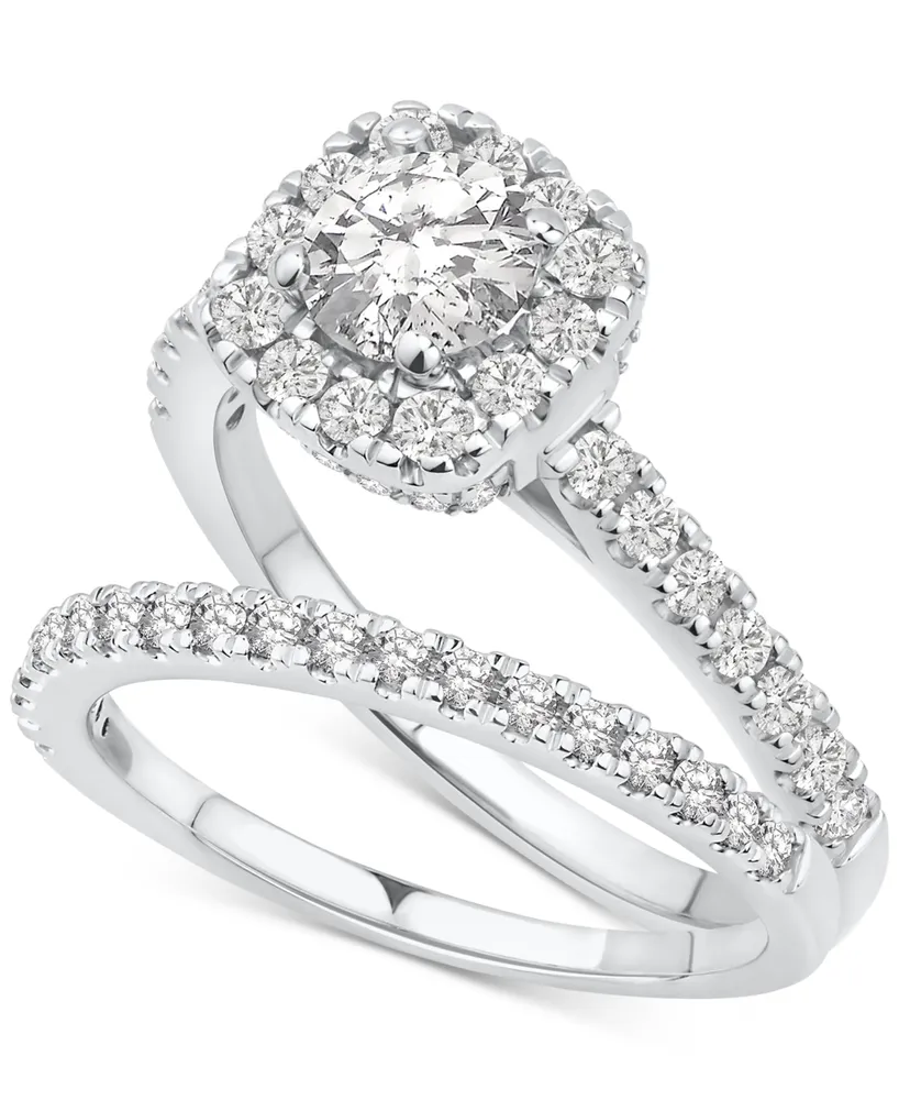 Diamond Halo Bridal Set (1-1/2 ct. t.w.) in 14k White Gold