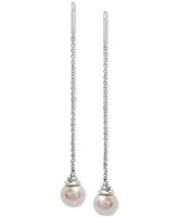 Cultured Freshwater Pearl (8mm) Threader Earrings in Sterling Silver