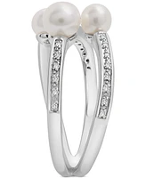 Cultured Freshwater Pearl (4 & 5mm) & Diamond (1/20 ct. tw.) Statement Ring in Sterling Silver