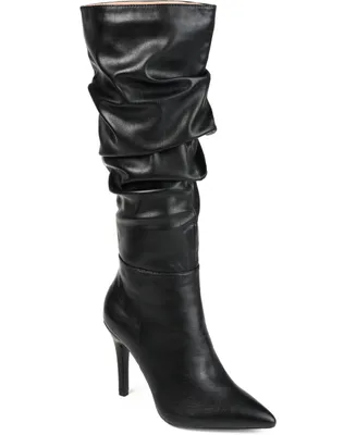 Journee Collection Women's Sarie Wide Calf Ruched Stiletto Boots