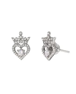 Disney Cubic Zirconia Princess Tiara Heart Stud Earrings Sterling Silver