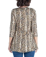 Women's Snake Print Three Quarter Sleeve Tunic Top