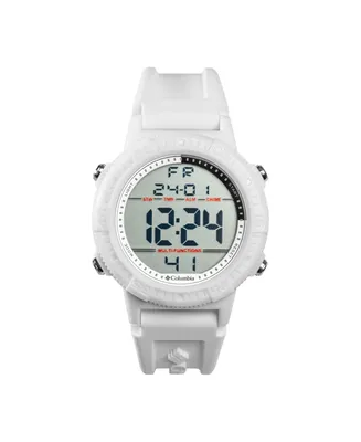 Columbia Unisex Peak Patrol White Silicone Strap Digital Watch, 46mm
