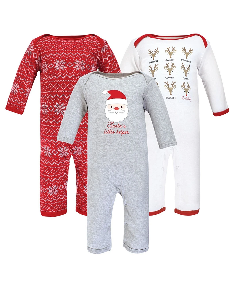 Hudson Baby Baby Boys Hudson Unisex Cotton Coveralls, Santa Reindeer