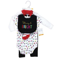 Hudson Baby Baby Girls Hudson Cotton Layette Set, Merry and Bright, 0-3 Months