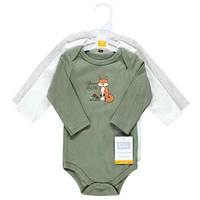 Hudson Baby Baby Boys Cotton Long-Sleeve Bodysuits, Forest Fox, 3-Pack