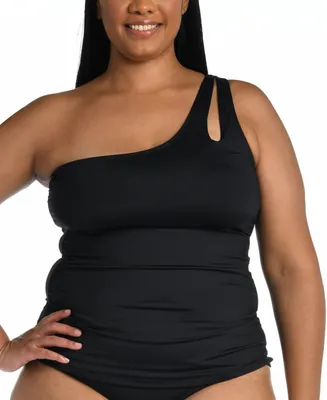 La Blanca Plus Tummy-Control One-Shoulder Tankini Top