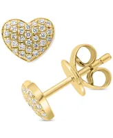 Effy Diamond Pave Heart Stud Earrings (1/5 ct. t.w.) Sterling Silver or 14k Gold-Plated