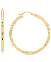 Textured Round Medium Hoop Earrings in 14k Gold, 40mm