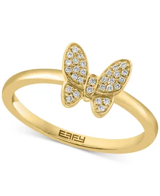 Effy Diamond Butterfly Ring (1/10 ct. t.w.) Sterling Silver or 14k Gold-Plated