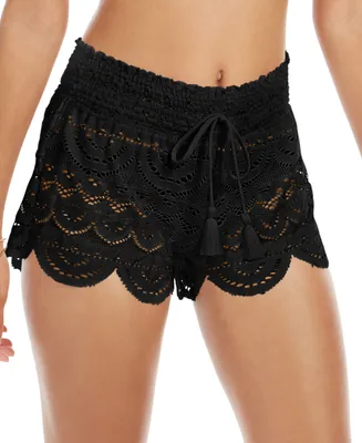 Miken Juniors' 2.5" Scalloped Lace Cover-Up Shorts, Created for Macy's