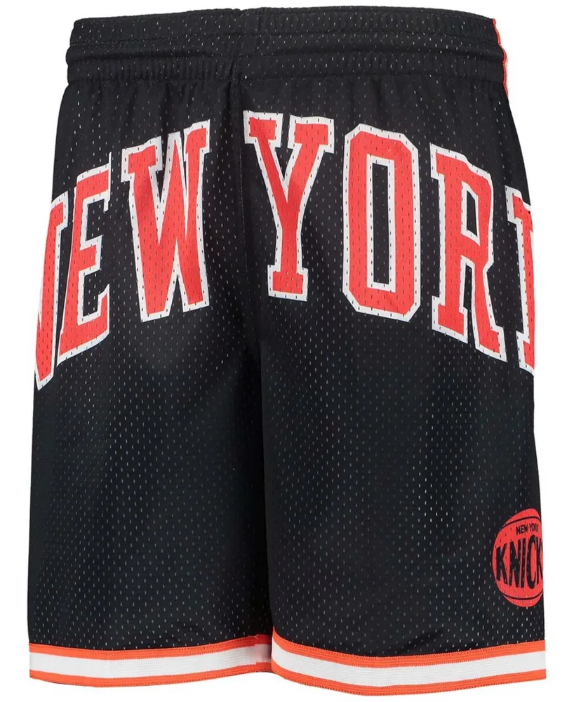 Big Boys Black New York Knicks Hardwood Classics Throwback Big Face Mesh Shorts