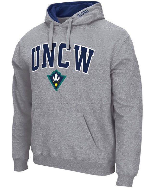 Men's Heather Gray Unc Wilmington Seahawks Arch and Logo Pullover Hoodie