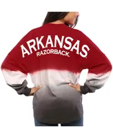 Women's Cardinal Arkansas Razorbacks Ombre Long Sleeve Dip-Dyed