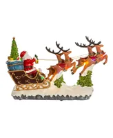 Kurt Adler 8.7" Battery-Operated Led Musical Santa and Sleigh Table Piece