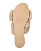 French Connection Women's Sege Slide Criss-Cross Faux Fur Sandals