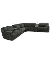 Sebaston -Pc. Fabric Sectional with Power Motion Recliners and 2 Usb Consoles