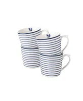 Laura Ashley Blueprint Collectables 9 Oz Candy Stripe Mugs in Gift Box, Set of 4