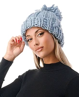 Marcus Adler Women's Luxe Chunky Knit Pom Cuffed Beanie