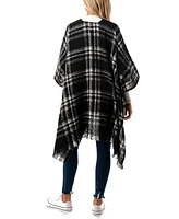 Marcus Adler Women's Open-Front Plaid Fringe-Trim Kimono