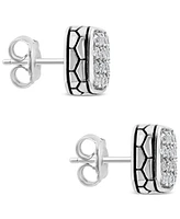 Effy Men's White Sapphire Square Cluster Stud Earrings (5/8 ct. t.w.) in Sterling Silver